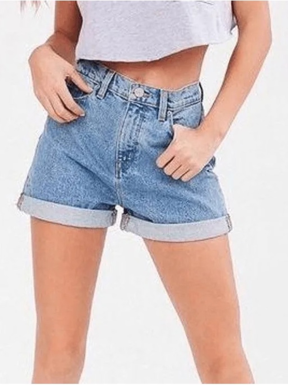 BDG Urtban Outfitters Light Blue Mom High-Rise Cuffed Denim Shorts